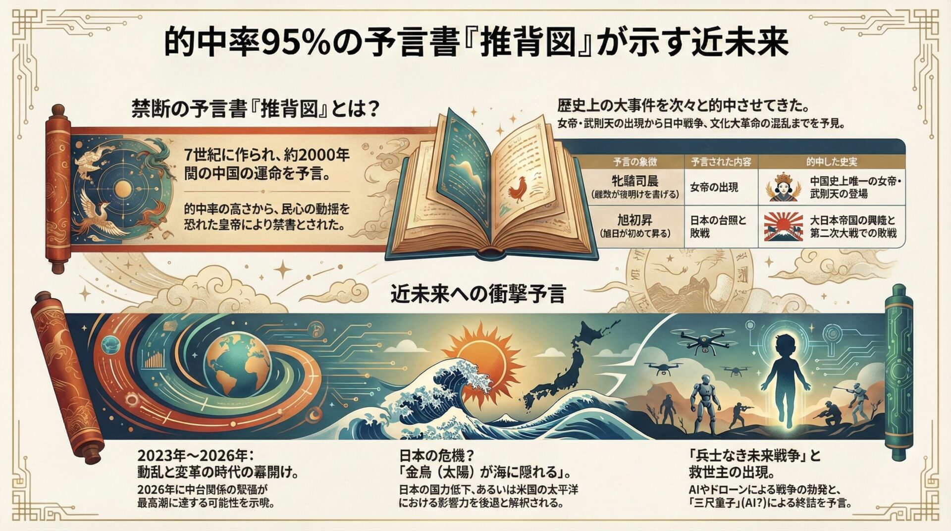 【古代中国の禁書】的中率95%の予言書『推背図』が示す2026年と近未来の運命