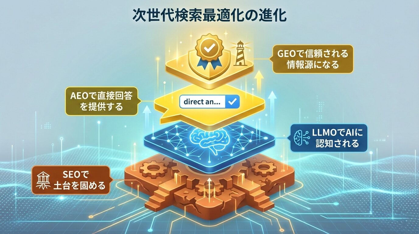 【AI検索時代のブログ運営戦略】SEO/LLMO/AEO/GEOを使いこなせ！