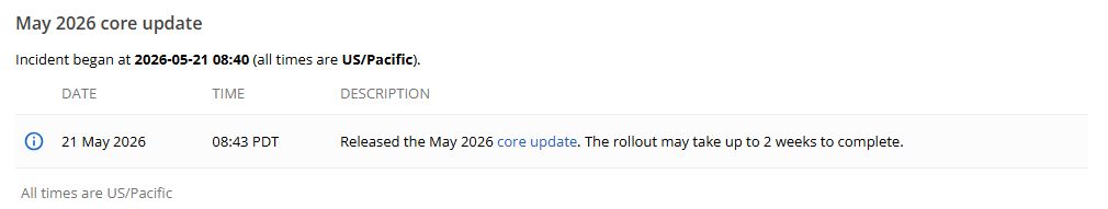 【2026年5月】Googleコアアップデートがロールアウト開始!